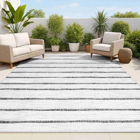 Jonathan Y Colonia Berber Stripe Ivory/Black 3 ft. x 5 ft. Indoor/Outdoor Area Rug SMB125D-3