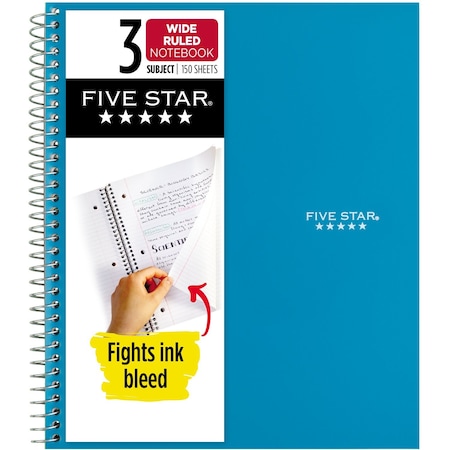Five Star Wirebound Notebook, 3 Sub, WR, 8in x 10 930011CG1-ECM
