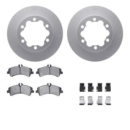 Dynamic Friction Co DFC GEOSPEC Coated Rotor- Heavy Duty Brake Pad includes Hardware and Sensor 4222-63109