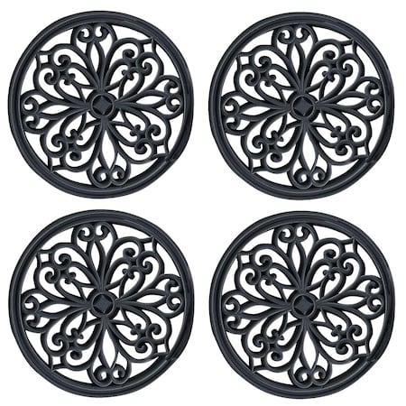 Amerihome AmeriHome4 Piece 12 inch Round Rubber Scrollwork Step Mat Set RMRS124