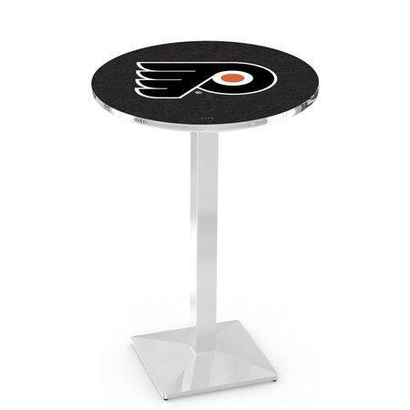 Holland Bar Stool Co 42" Chrome Philadelphia Flyers Pub Table, 36" dia. Top L217C4236PhiFly-O