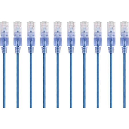 Monoprice Slim Cat6A Cable, PK10, 3 ft.Blue 15154