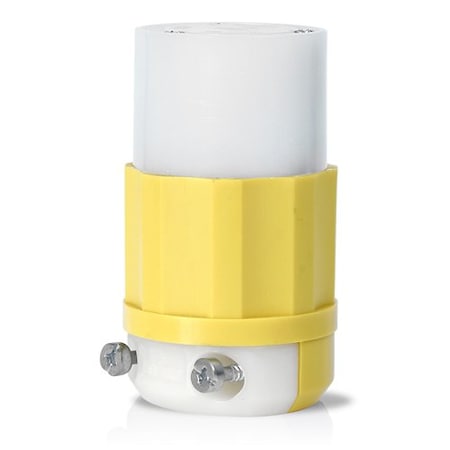 Leviton Locking Connector, L14-30R, 30 A, 125/250V AC, Single Phase, 3 Pole, Screw Terminals, White, Yellow 2713-CY