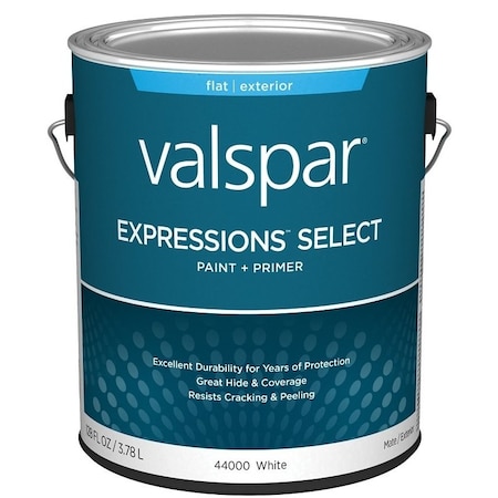 Valspar Expressions Select 4400 Latex Paint, Acrylic Base, Flat Sheen, White Base, 1 gal 028.0044000.007