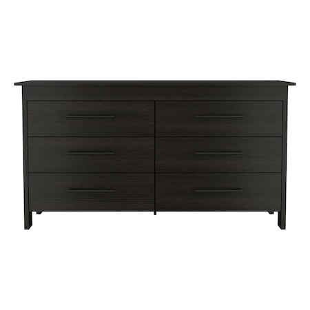 Homeroots 59" Black Six Drawer Double Dresser 544018