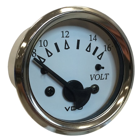 Vdo Cockpit Marine 52MM (2 1/16in) Voltmeter - White Dial/Chrome Bezel 332-15282