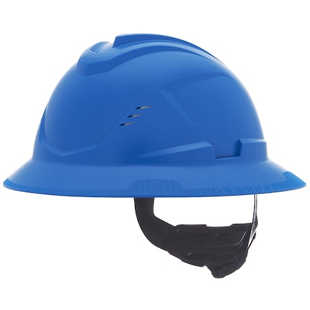 Msa Safety V-Gard C1 Full Brim, Vented, Fas-Trac III, Type 1, Class C, Blue 10215830