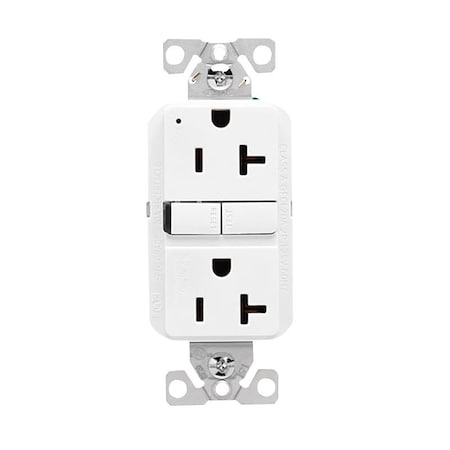 Eaton Wiring Devices Eaton GFCI Receptacle, 125 V, 20 A, NEMA: NEMA 5-20R, Back, Side Wiring, White GF20W