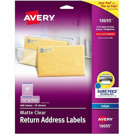 Avery Matte Clear Return Address Labels, PK600 18695