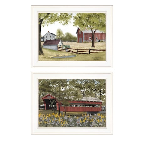 Homeroots Set Of Two The Spring House 1 White Framed Print Wall Art, 2PK 406168