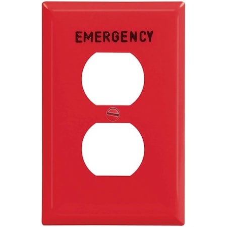 Eaton Wiring Devices Wallplt 1G Recpt Emerg Mid Red PJ8EMRD