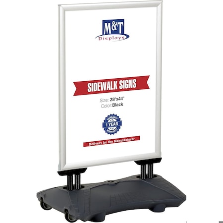 M&T Displays 28x44 Inch Poster Sign Holder Aluminum WindPro Lite Silver Sidewalk Sign, Weather & Wind Resistant USWPL10N84X2000