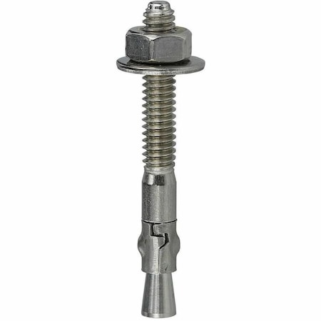 Wedge Anchor, 1/2" Dia., 3-1/4" L, 18-8 Stainless Steel 100 PK