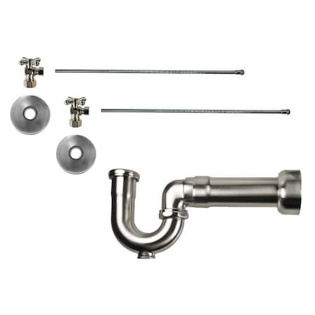 Mountain Plumbing Lavatory Kit - Brass Cross Handle 1/4 Turn Valve MT621-NL P-Trap in Satin Chrome MT621MASS-NL/SC