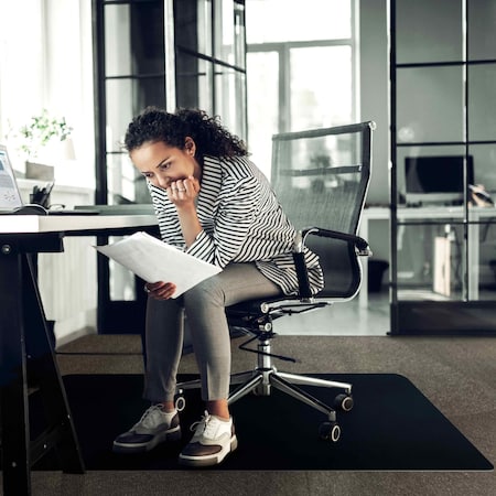 Floortex Advantagemat Black Vinyl Rectangular Chair Mat for Carpets - 48" x 60" FR114860LEBV