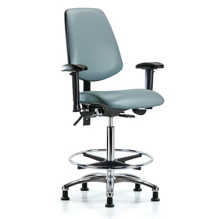 Blue Ridge Ergonomics Vinyl Chair, Vinyl, Adjustable Arms BR-VHBCH-MB-CR-T1-A1-CF-RG-8822