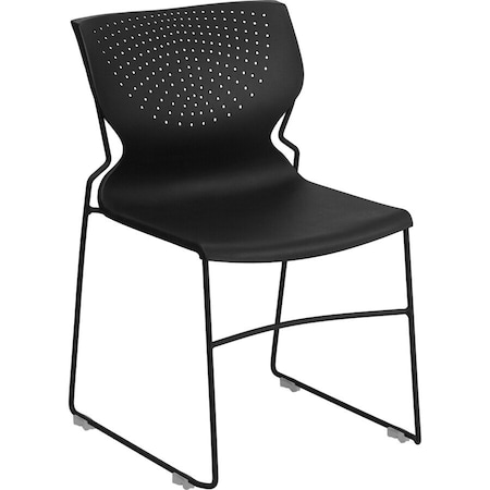Flash Furniture Stack Chair, Plastic, Black, 31.75" H RUT-438-BK-GG