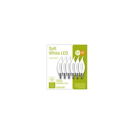 Current LED Deco Light Bulb, Soft White, Candelabra Base, 4-Watts, 6PK 93116149