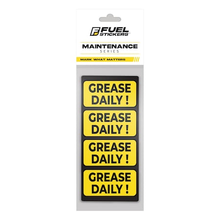 Fuel Stickers Grease Daily Sticker, Lubricate Daily, Machinery and Equipment, Heavy Duty, 2in x 1in, 20PK Z-2X1GREASE-20PK