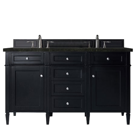 James Martin Vanities Brittany 60" Double Vanity, Black Onyx, w/ 3 CM Phantome Eclos Top 650-V60D-BKO-3PHT
