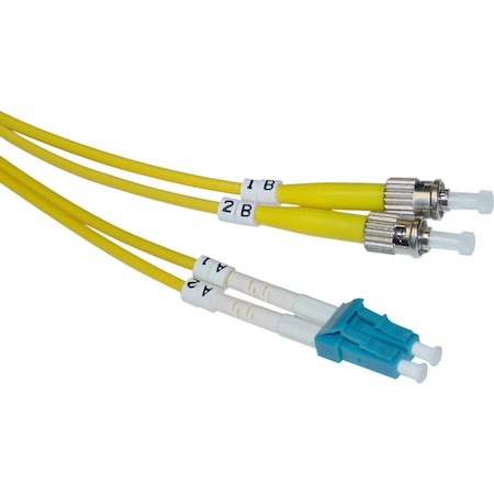 Cable Wholesale LC/UPC to ST/UPC OS2 Duplex 2.0mm Fiber Optic Patch Cord, OFNR / LSZH, Singlemode 9/125, LCST-01201