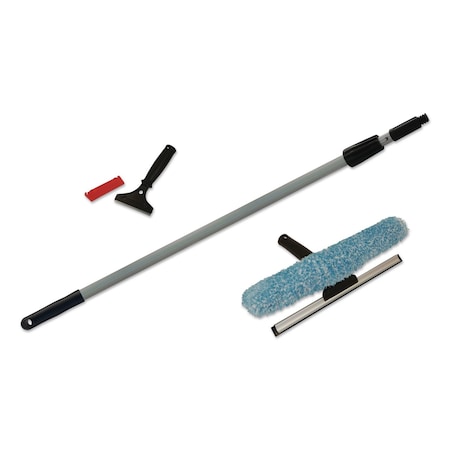 Boardwalk Window Cleaning Kit, 12" Wide Combo Washer/Squeegee, 8 ft Extension Pole, 4" Wide Scraper, 8" Handle 6155-BWK