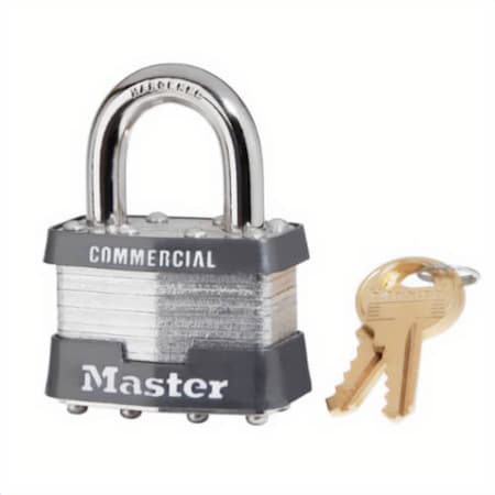 Master Lock Commercial Grade Non-Rekeyable Safety Padlock, Alike Key, 5/16 in Shackle, Laminated Steel Body 1KA-2126