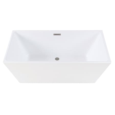 Kingston Brass 59" Acrylic Rectangular Double Ended Freestanding Tub with Drain, Glossy White/Brushed Nickel VTSQ593223C418