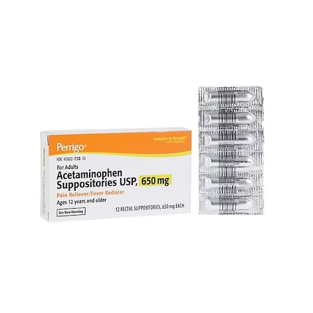 Padagis Acetaminophen Pain Reliever/Fever Reducer Suppository 650mg, 12PK 1382282