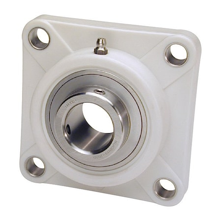 Iptci 4 Holes, Flange Bracket Housing, 4 Bolt Flange Bearing, Radial Ball, 35 mm Dia, PBT Plastic, Set Screw SUCTF207-35MM