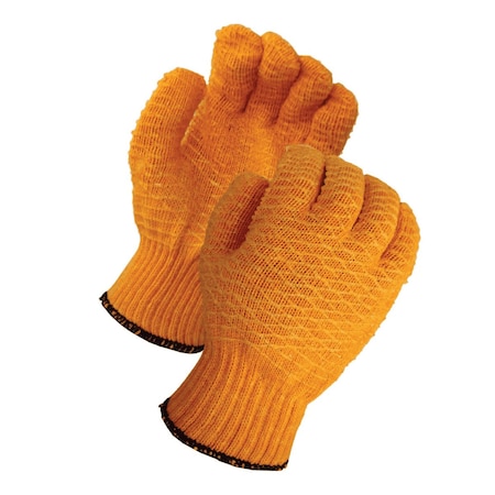 Prime Safety Heavy Weight Orange String Knit Glove With Clear PVC Honey Comb Pattern, Size Small, PR SK6707/S