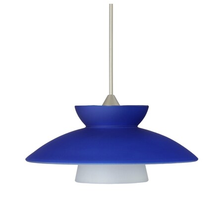 Besa Lighting Trilo 7 Cord Pendant, Blue Matte, Satin Nickel Finish, 1x5W LED 1XT-271823-LED-SN