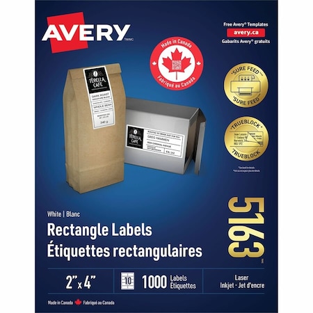 Avery Printable Shipping Labels, PK1000 05163