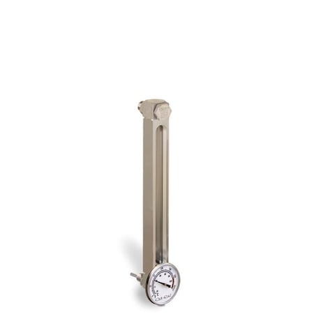 Oil-Rite Aluminum Liquid Gauge w/Dial Thermometer w/3in. to 12in. Centerline - 8in., 1/2in.-20 w/Nuts B3540-20800BB1W