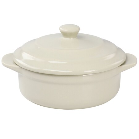 Martha Stewart Stoneware Round Mini Casserole with Lid in Beige 128884.02B