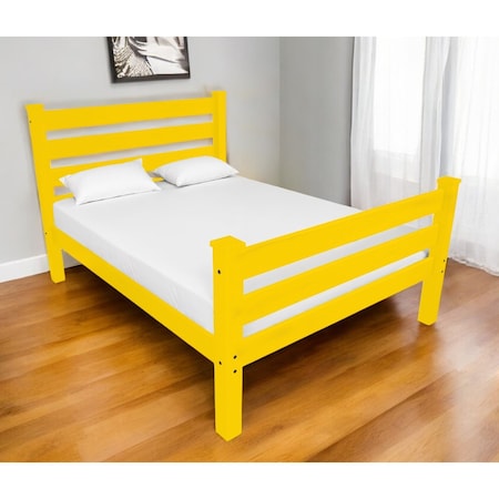 Homeroots Canary Yellow Solid Wood Full Bed Frame 546949
