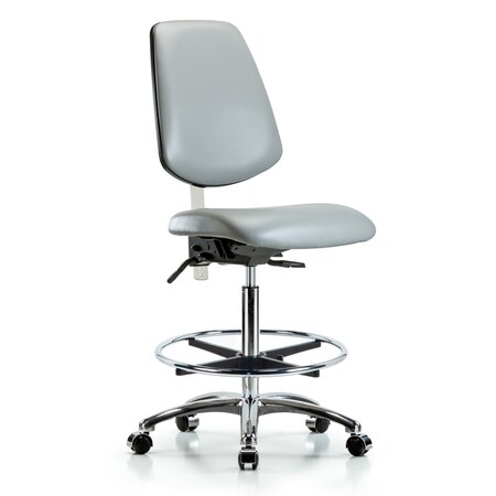 Blue Ridge Ergonomics Clean Room Chair Vin Med Ben Chair, Med, Bk, Dov, CL100, No Arms, 22" to 29" Height, Vinyl, Dove BR-NCR-VMBCH-MB-CR-T0-A0-CF-CC-8567