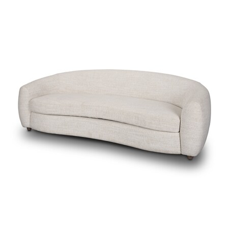 Homeroots 91" Beige Fabric Curved Sofa With Brown Legs 607330