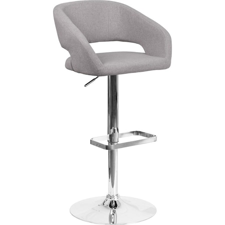 Flash Furniture Gray Fabric Adjustable Height Barstool CH-122070-GYFAB-GG