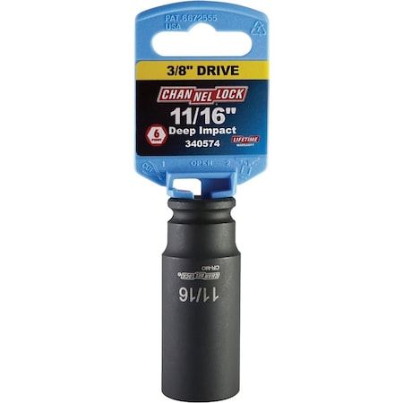 Channellock 3/8'' Drive 11/16'' 6-Point Deep Standard Impact Socket S1815800122118001