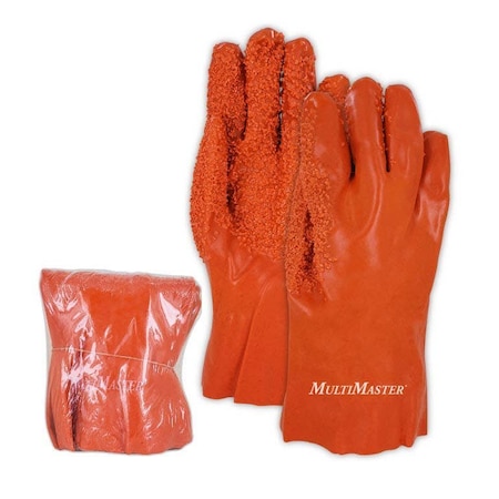 Magid T3083R 12 Sandy PVC Orange Vinyl Coated Glove Folded and ShrinkWrapped for Vending Use, 12PK SWT3083R
