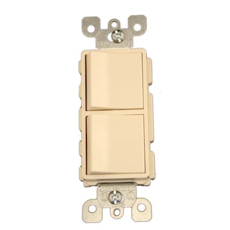 Leviton Decora 3-Way/3-Way AC Combination Switch, Commercial Grade, 15 Amp, 120/277 Volt, Light Almond 5643-T