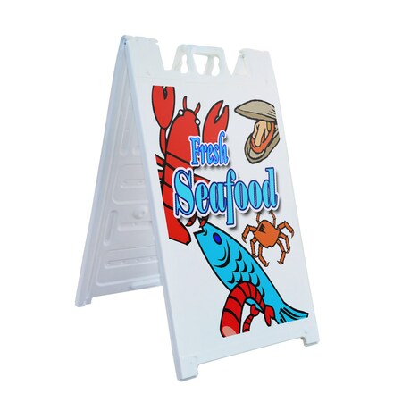 Signmission Fresh Seafood, A-Frame & 2 Sign Inserts, Heavy-Duty Plastic Frame SBHD-C-2436-Fresh Seafood