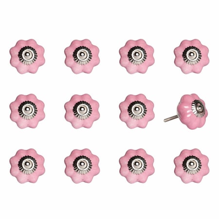 Homeroots 1.5" X 1.5" X 1.5" Pink Silver Asnd Red Knobs, 12PK 321675