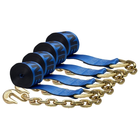 Mytee Products Kinedyne 4 in. x 30 ft. Winch Strap with Chain Anchor, 4PK WS430B-C-Kx4