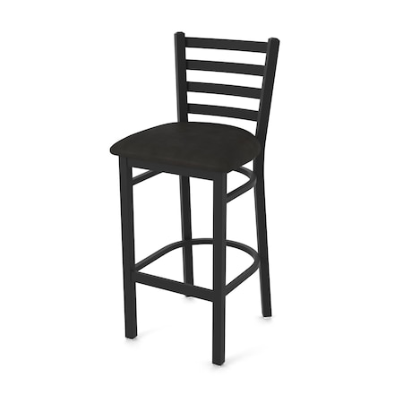 Holland Bar Stool Co 30" Stationary Bar Stool, Black Wrinkle, Canter Espresso Seat 40030BW003
