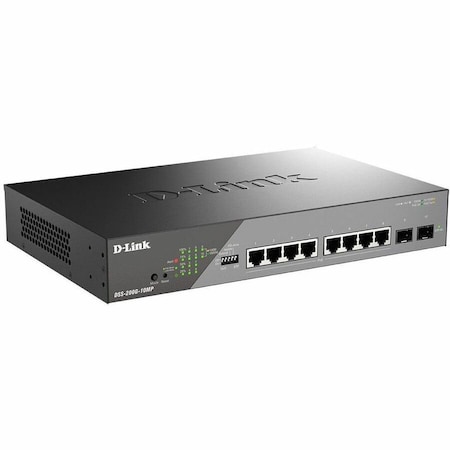 D-Link DSS-200G SERIES 10-PORT GIGABIT SURVEILLANCE POE SWITCH, 130W POE BUDGET  8 PORT DSS-200G-10MP
