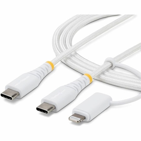 Startech.Com CHARGE AN APPLE LIGHTNING OR USB-C DEVICE WITH THIS RUGGED 2-IN-1 USB-C CHARGING 1M-U2-LNTC-CABLE