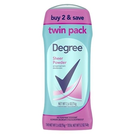 Degree Women's Sheer Powder Anti-Perspirant Deodorant Invisible Solid Stick - Twin Pack, 5.2 Ounce, 6PK 25730