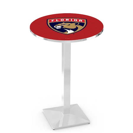 Holland Bar Stool Co 36" Chrome Florida Panthers Pub Table, 36" dia. Top L217C3636FlaPan